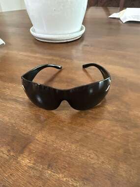 Classic Elegant Modern Contemporary Wrap Shield SUNGLASSES Dark Lens Silver Star